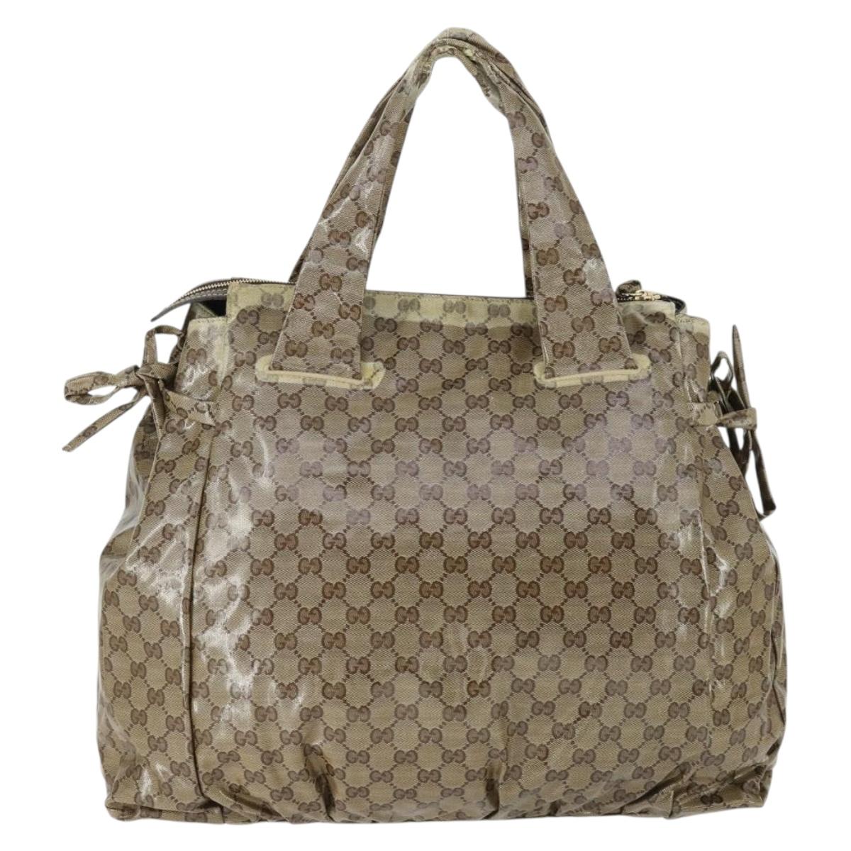 GUCCI GG Crystal Tote Bag Coated Canvas Beige Gold 197022 Auth BA10241