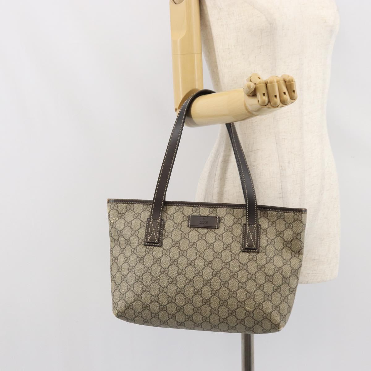 GUCCI GG Supreme Tote Bag PVC Beige 211138 Auth BA10250