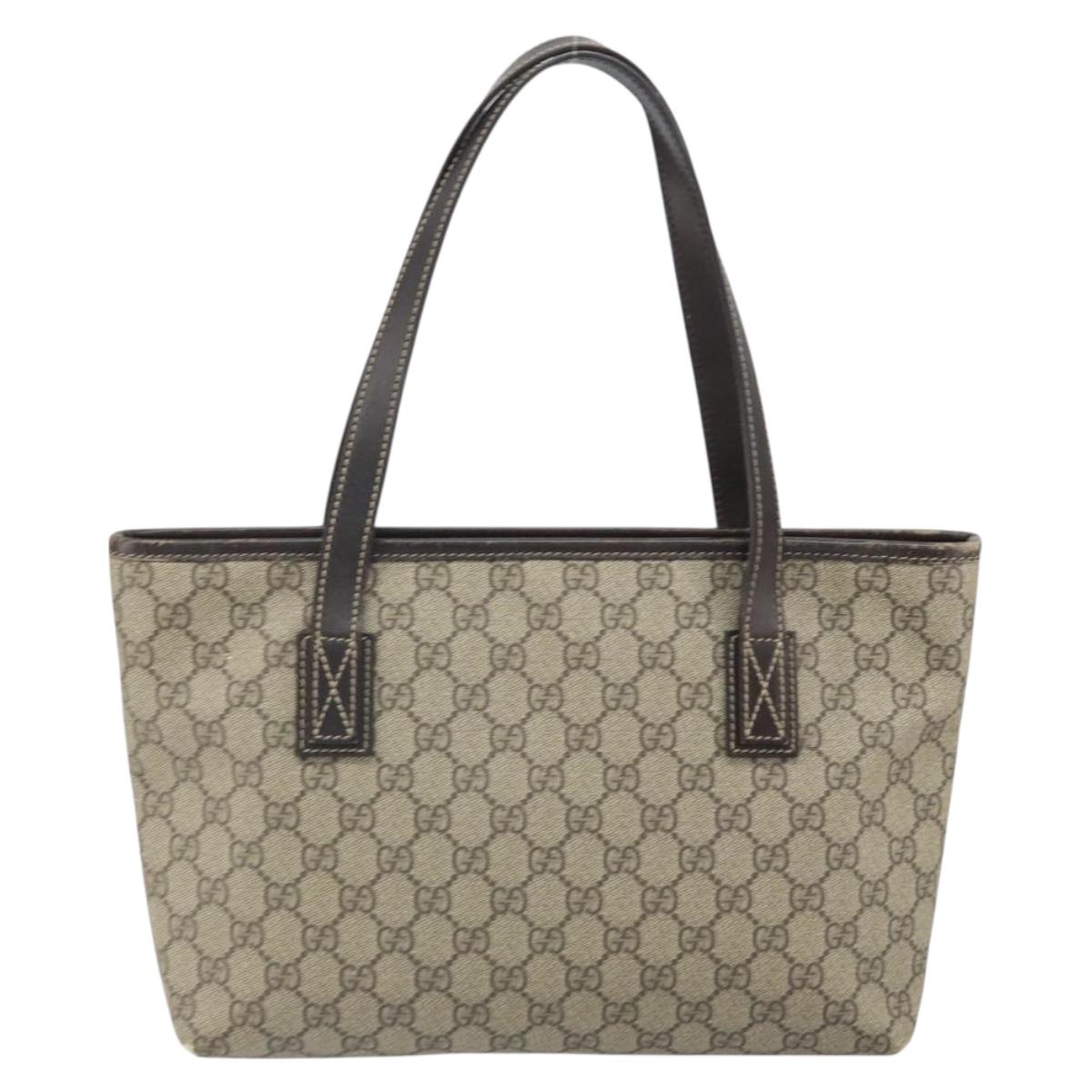 GUCCI GG Supreme Tote Bag PVC Beige 211138 Auth BA10250