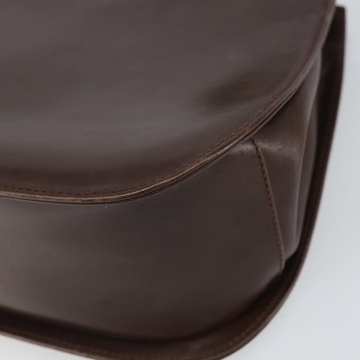 Salvatore Ferragamo Gancini Hand Bag Leather Brown Gold Auth BA10251