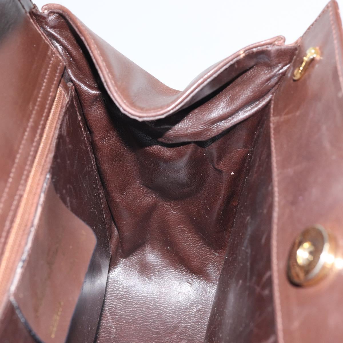 Salvatore Ferragamo Gancini Hand Bag Leather Brown Gold Auth BA10251