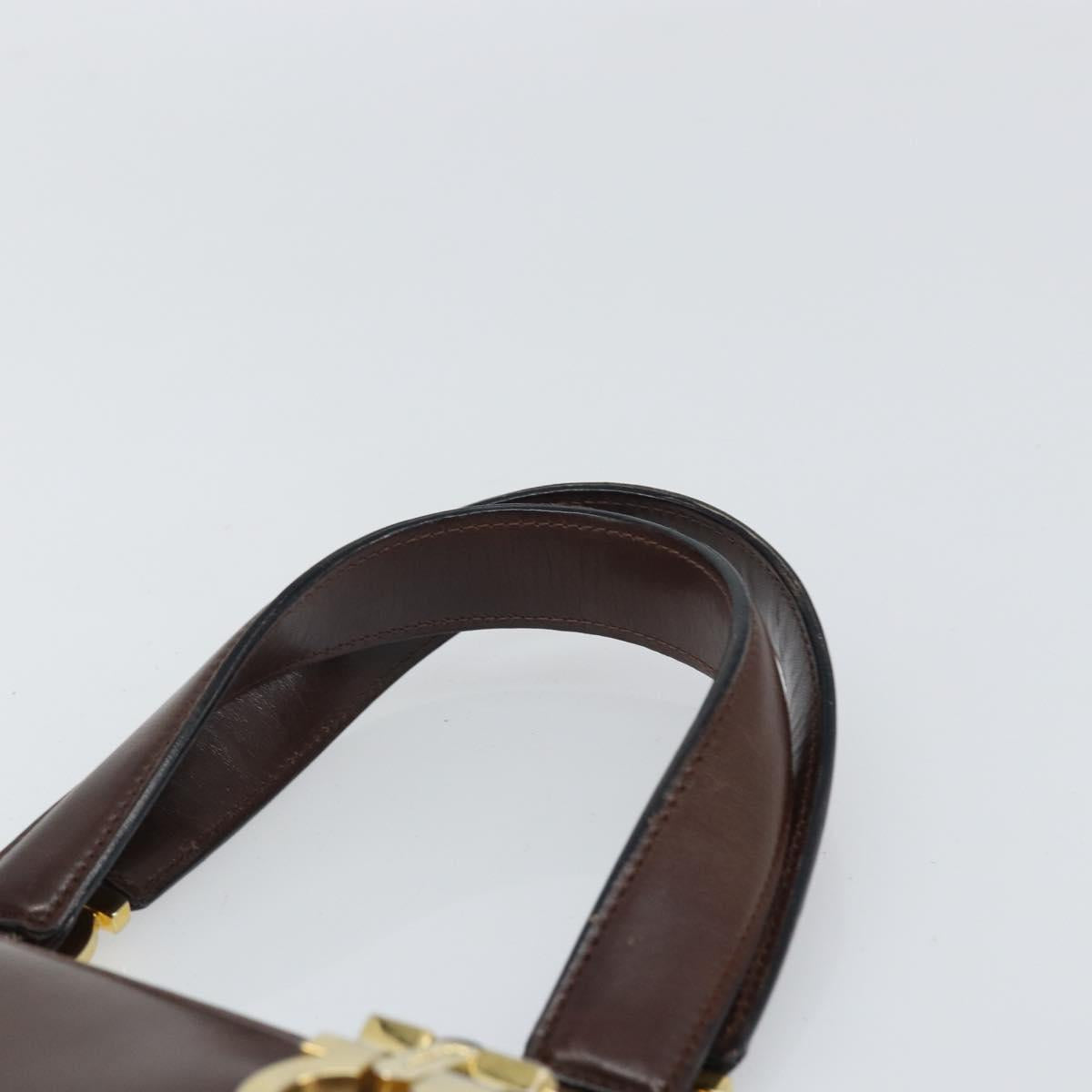 Salvatore Ferragamo Gancini Hand Bag Leather Brown Gold Auth BA10251