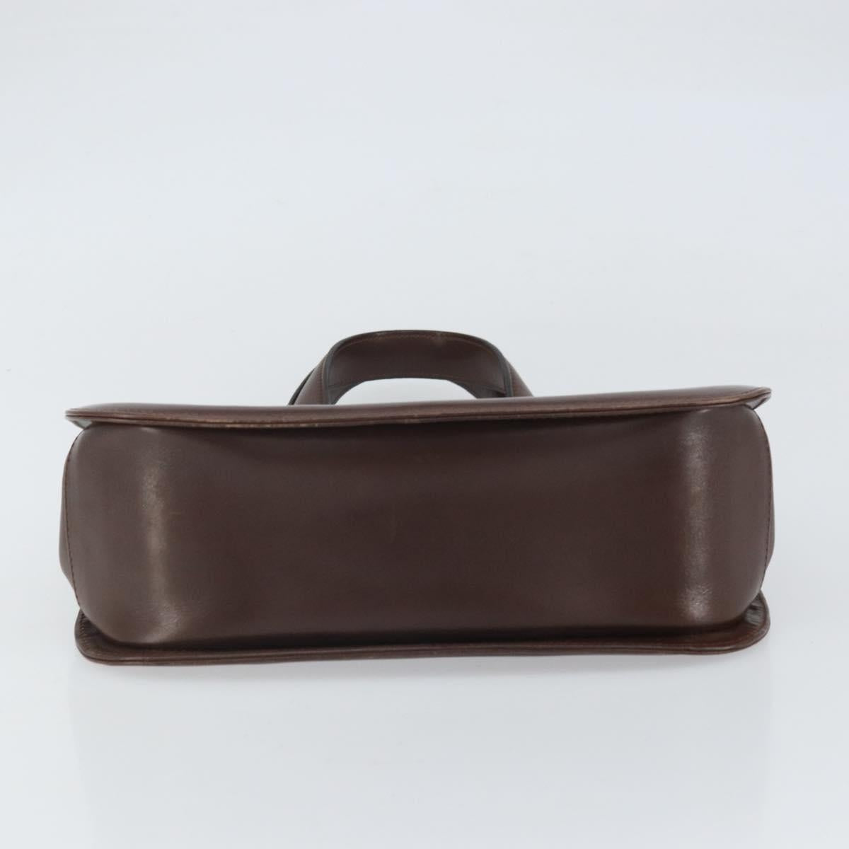 Salvatore Ferragamo Gancini Hand Bag Leather Brown Gold Auth BA10251