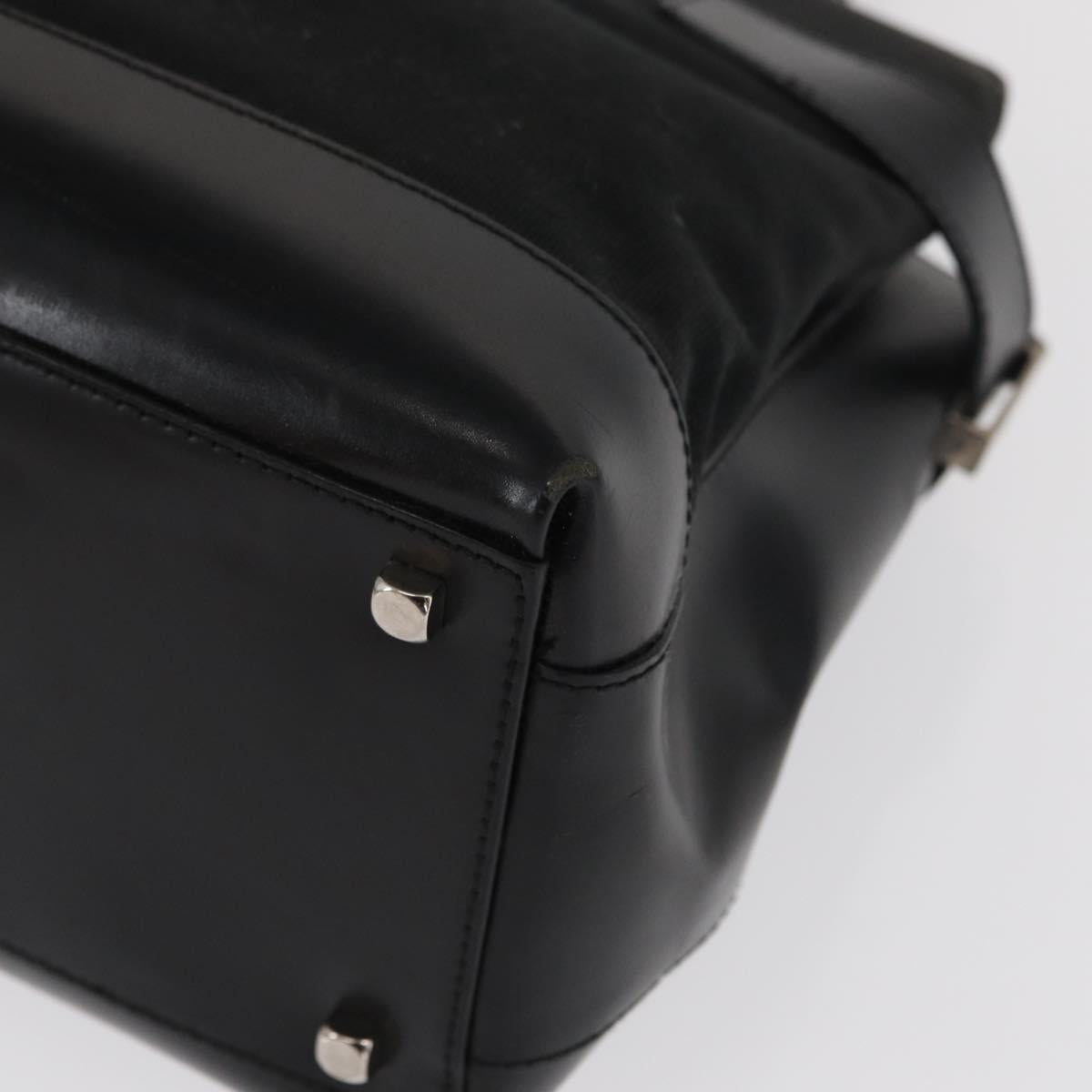 Salvatore Ferragamo Gancini Hand Bag Canvas Black Silver Auth BA10253