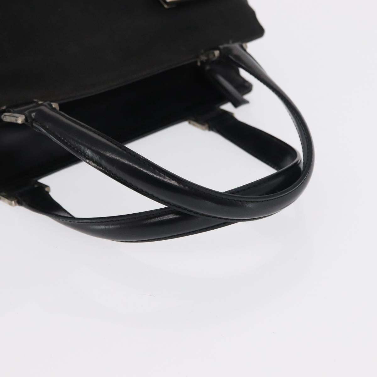 Salvatore Ferragamo Gancini Hand Bag Canvas Black Silver Auth BA10253