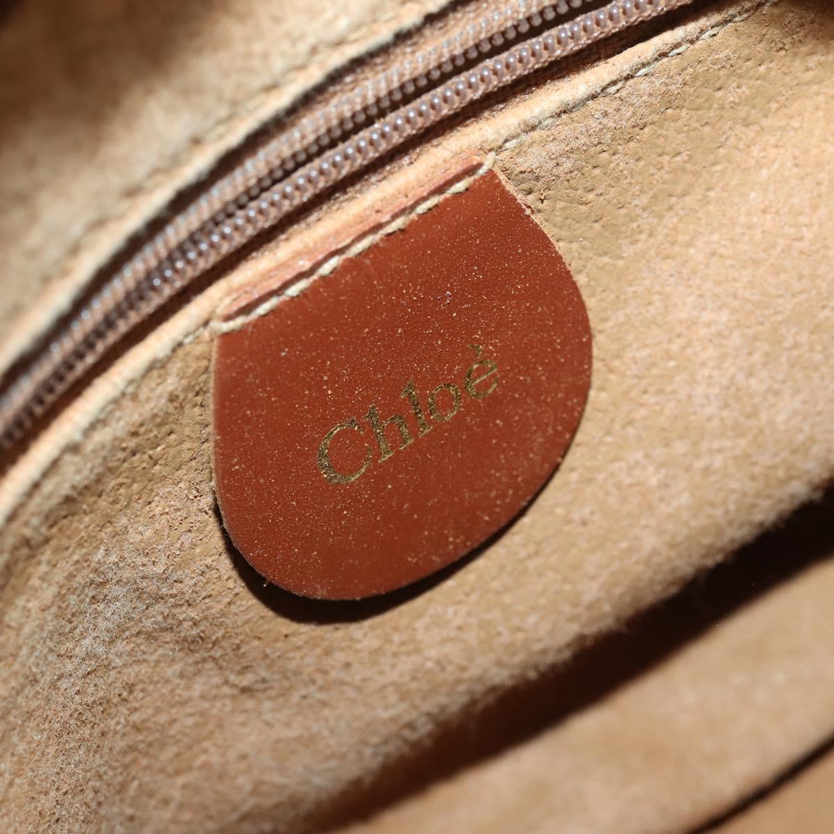 Chloe Shoulder Bag PVC Canvas Beige Gold Auth BA10255