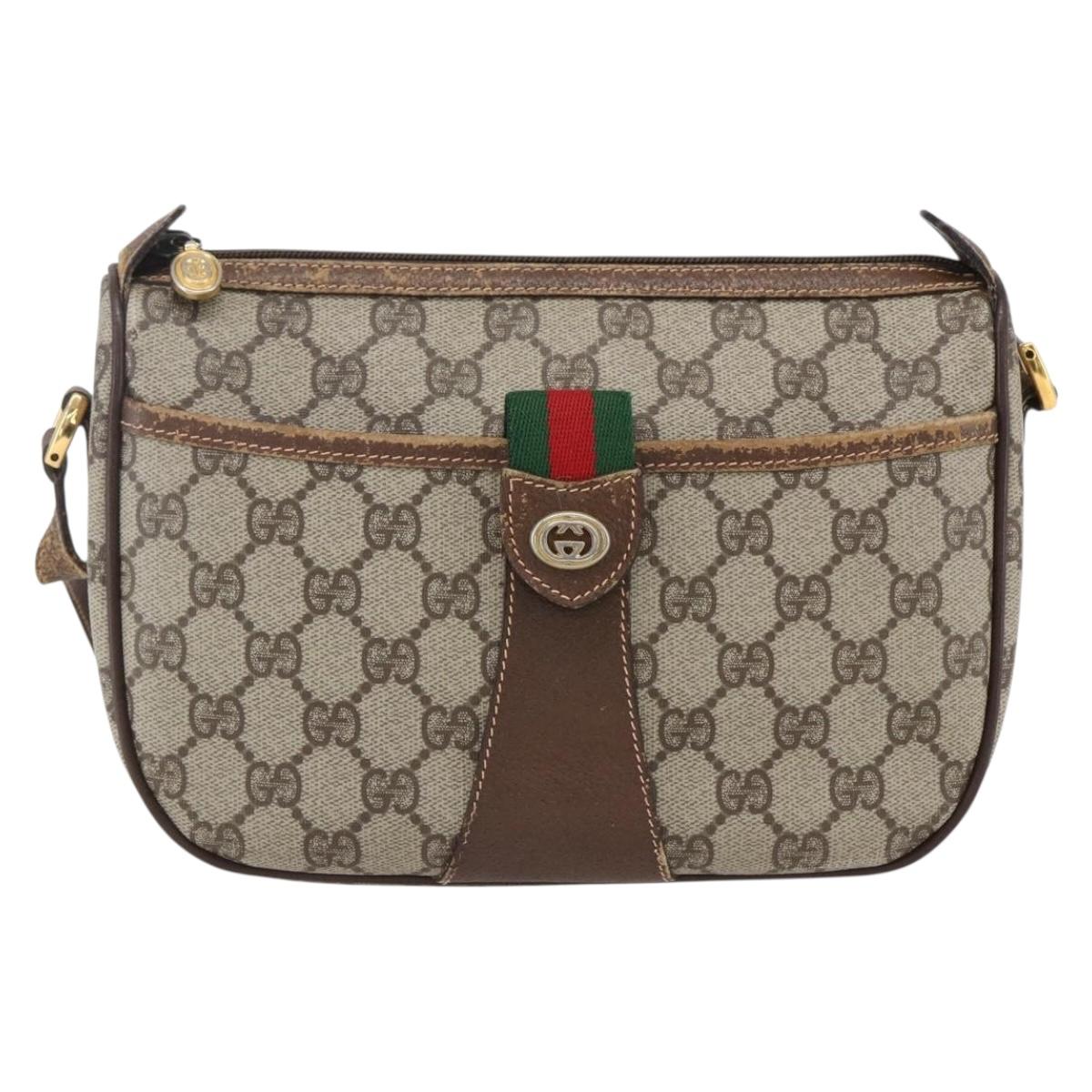 GUCCI GG Supreme Web Sherry Line Bag PVC Beige Red 89 02 032 Auth BA10262