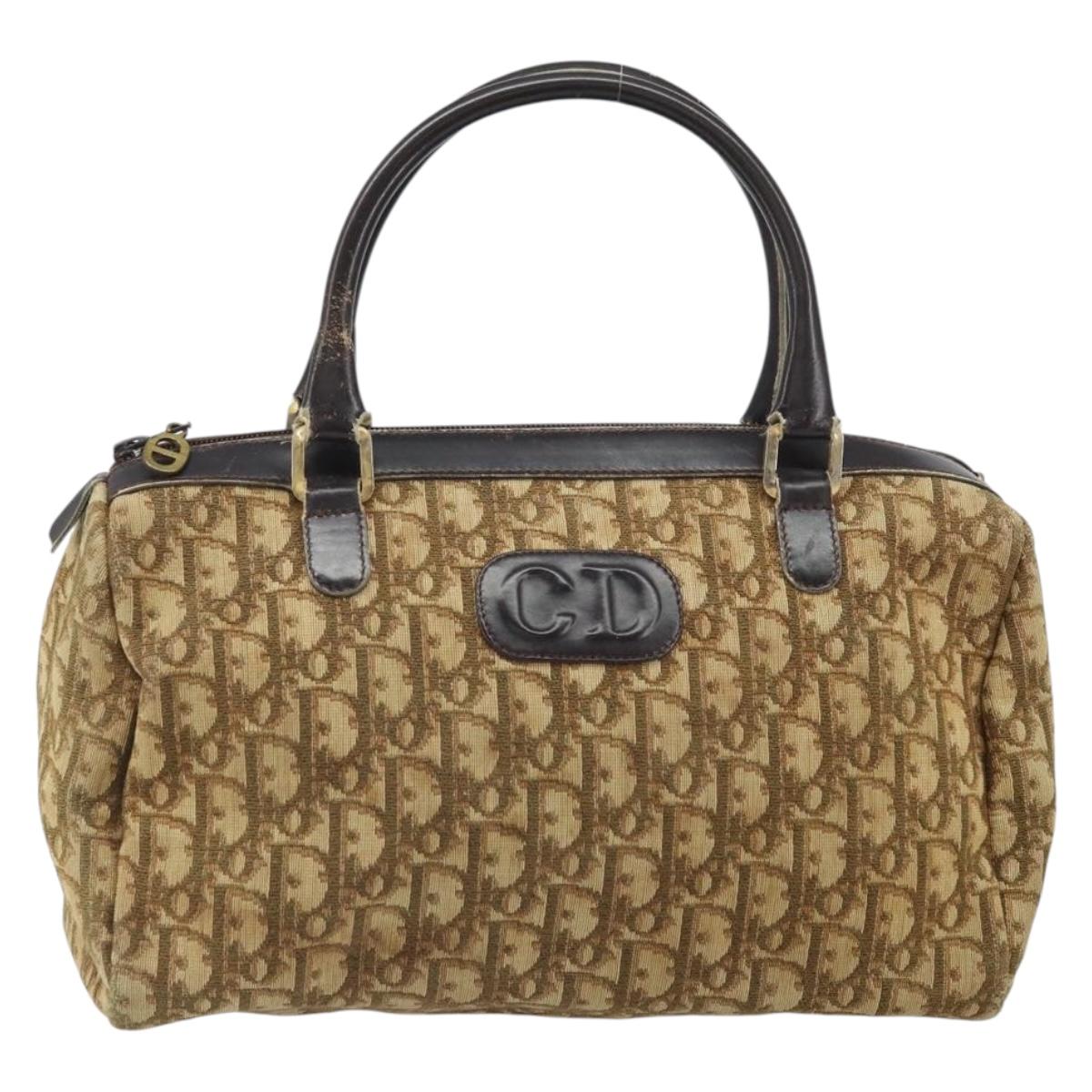 Christian Dior Trotter Canvas Hand Bag Beige Auth BA10263