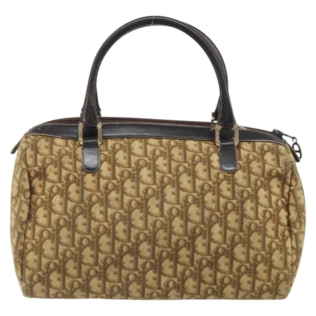 Christian Dior Trotter Canvas Hand Bag Beige Auth BA10263