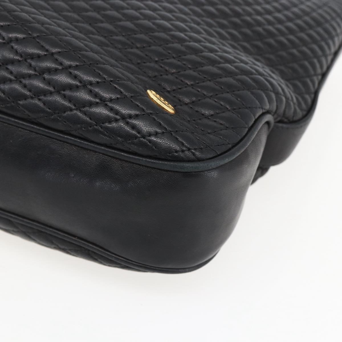 BALLY Chain Shoulder Bag Leather Gold Black Auth BA10264