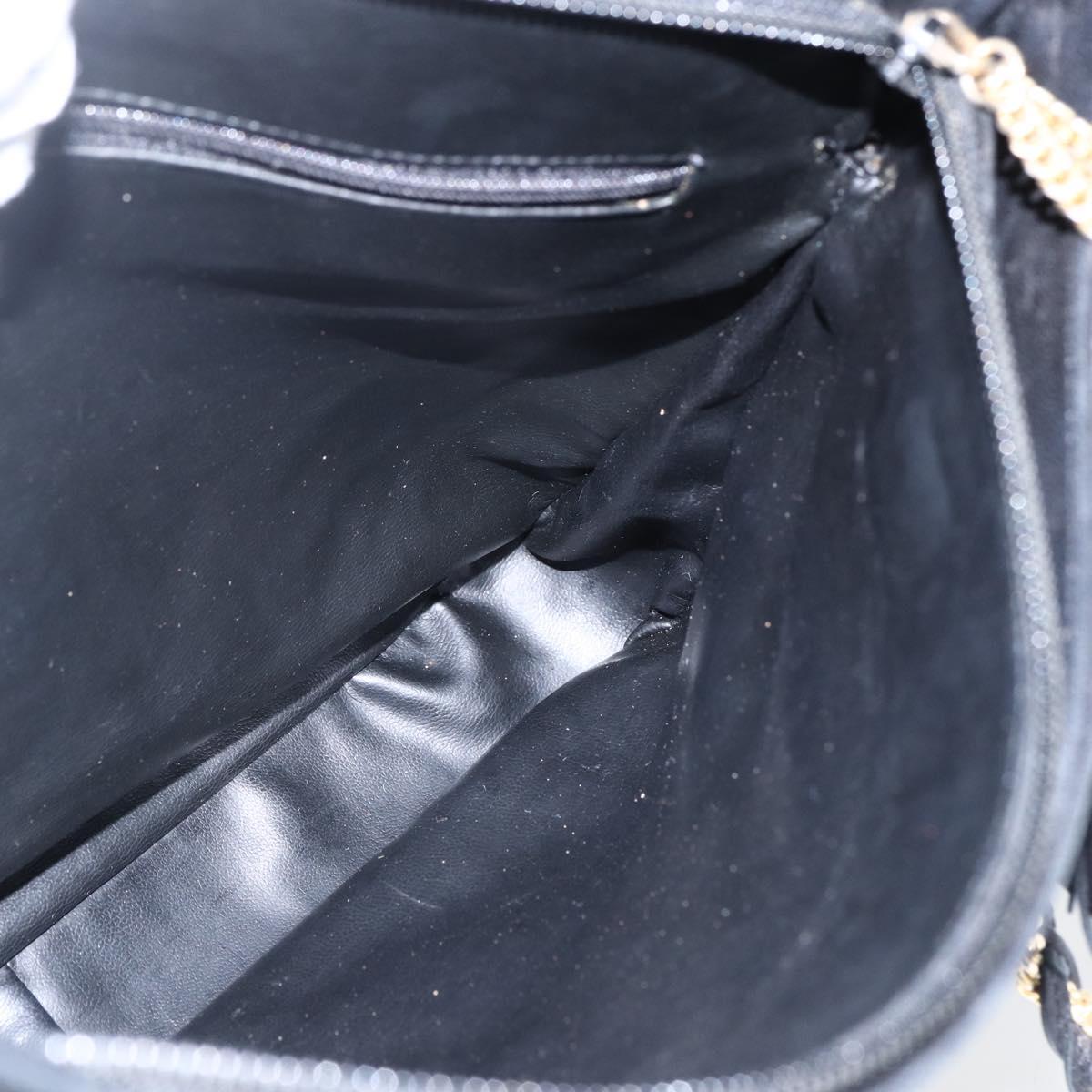 BALLY Chain Shoulder Bag Leather Gold Black Auth BA10264