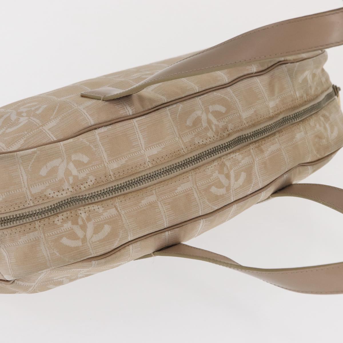 CHANEL New Travel line Hand Bag Nylon Beige Gold CC Auth BA10267