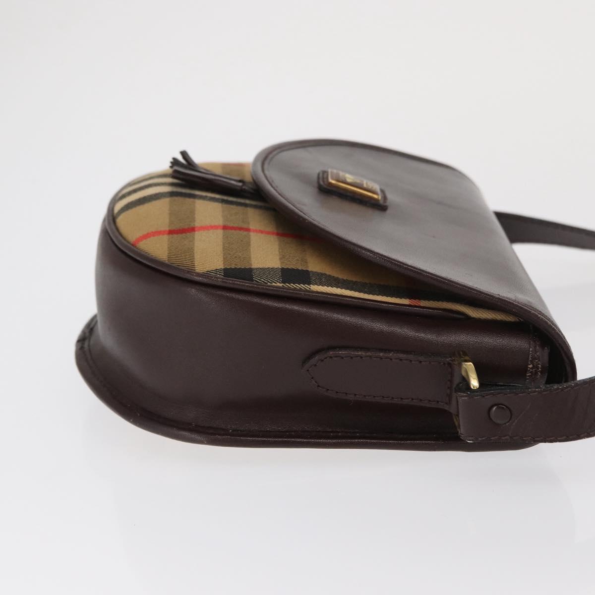 Burberrys Nova Check Shoulder Bag Canvas Beige Gold Auth BA10273