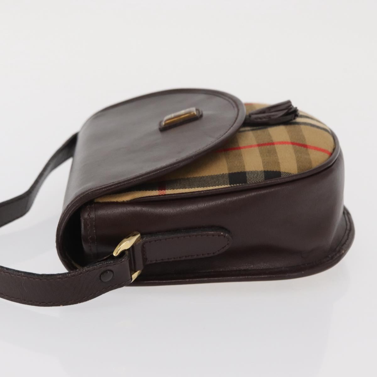 Burberrys Nova Check Shoulder Bag Canvas Beige Gold Auth BA10273