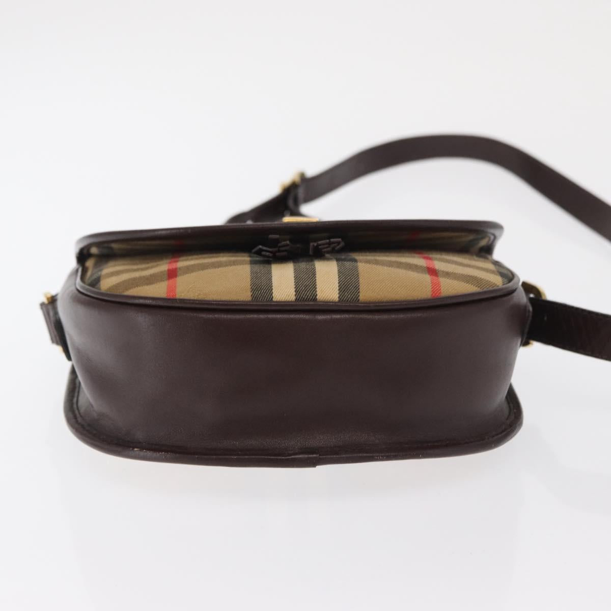 Burberrys Nova Check Shoulder Bag Canvas Beige Gold Auth BA10273