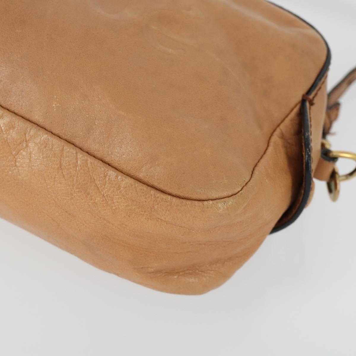 Chloe Shoulder Bag Leather Beige Gold Auth BA10274