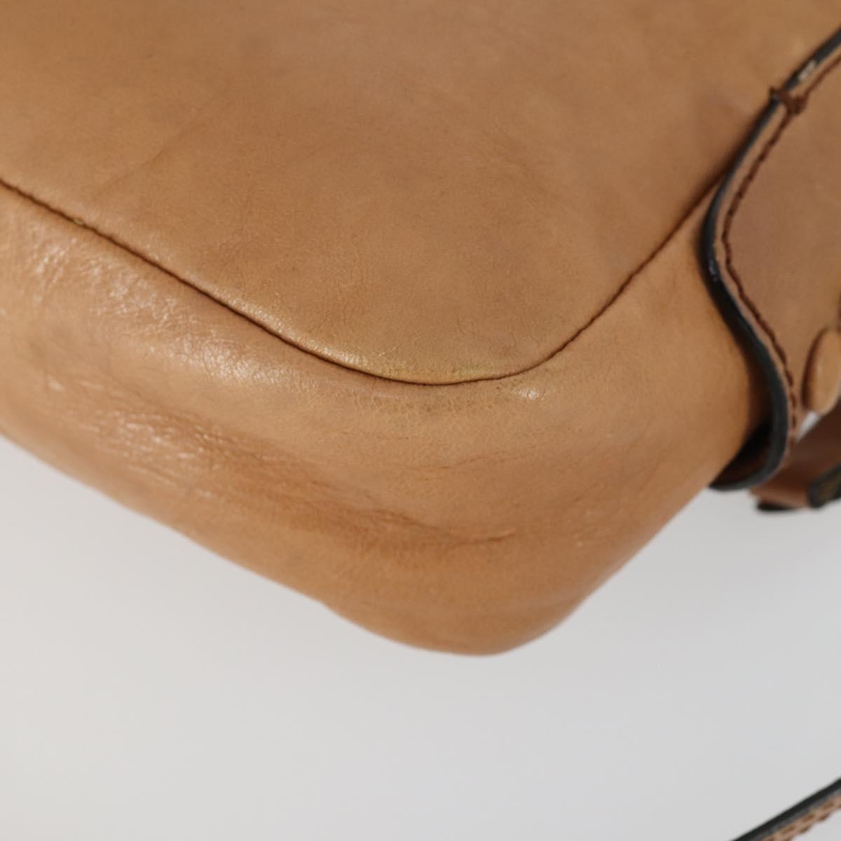 Chloe Shoulder Bag Leather Beige Gold Auth BA10274
