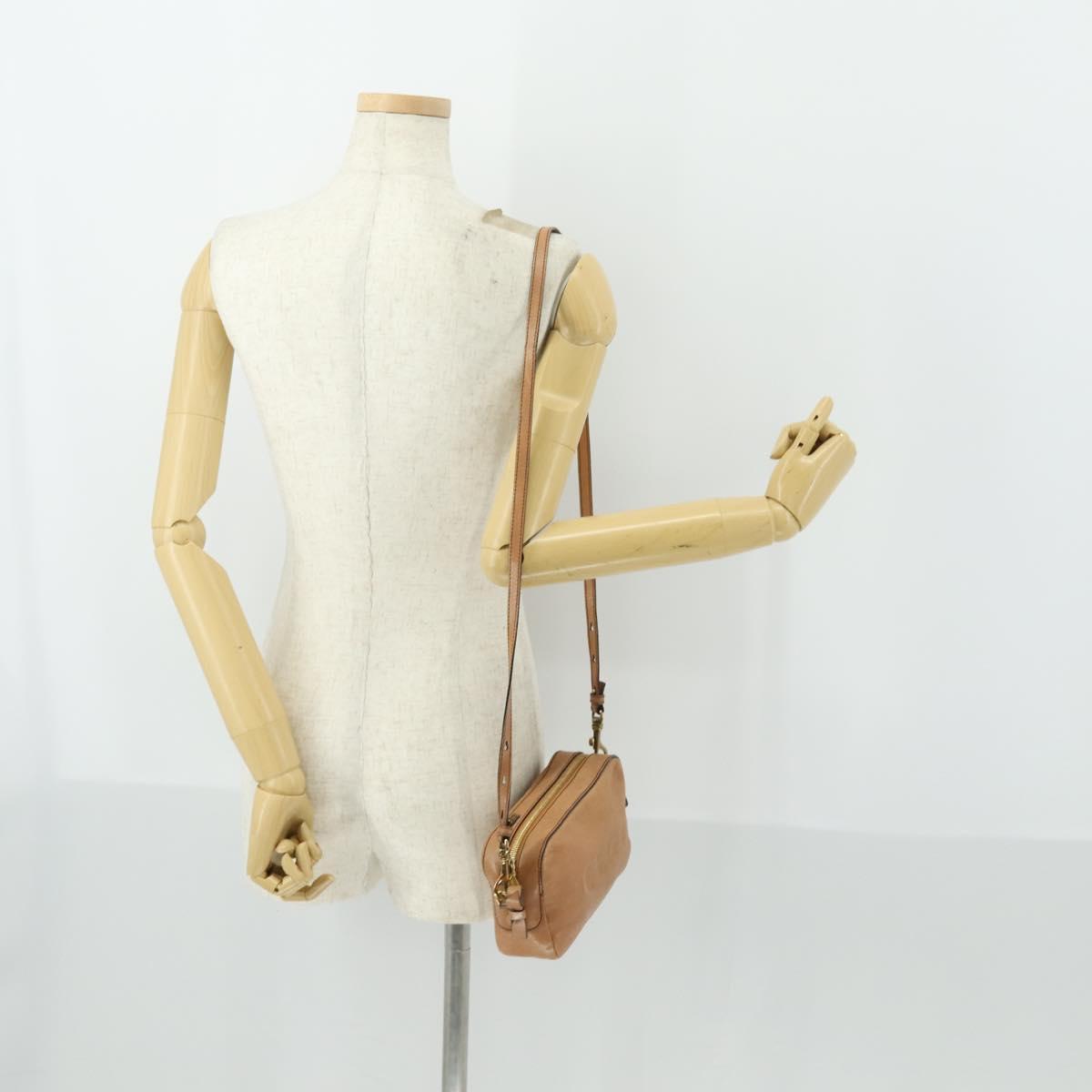 Chloe Shoulder Bag Leather Beige Gold Auth BA10274