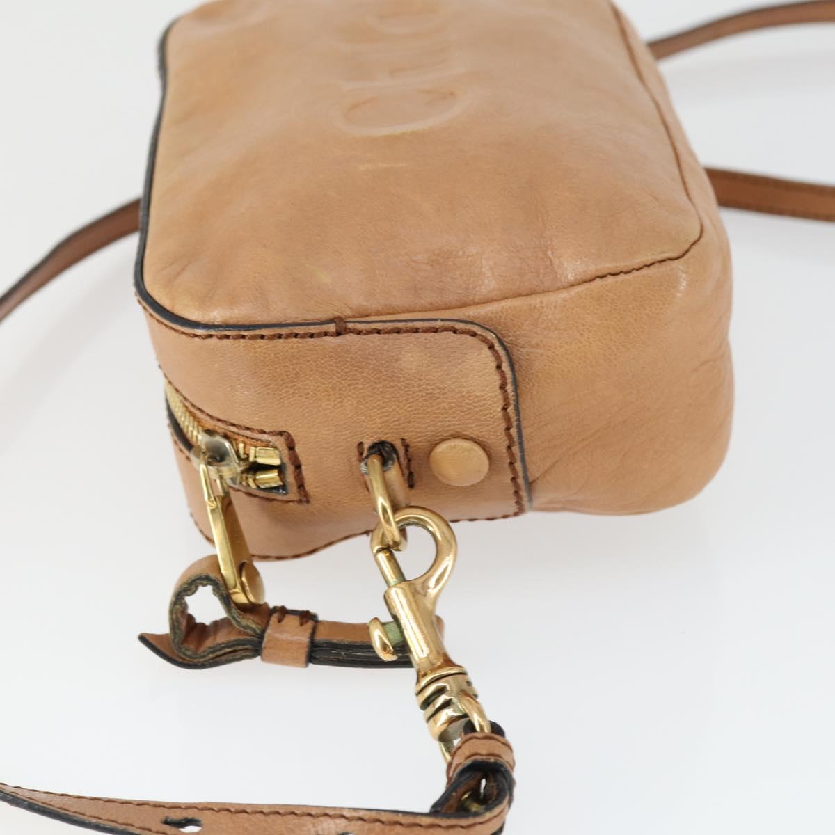 Chloe Shoulder Bag Leather Beige Gold Auth BA10274