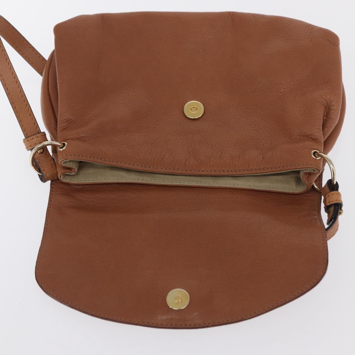 Chloe Shoulder Bag Leather 2way Brown Gold Auth BA10275