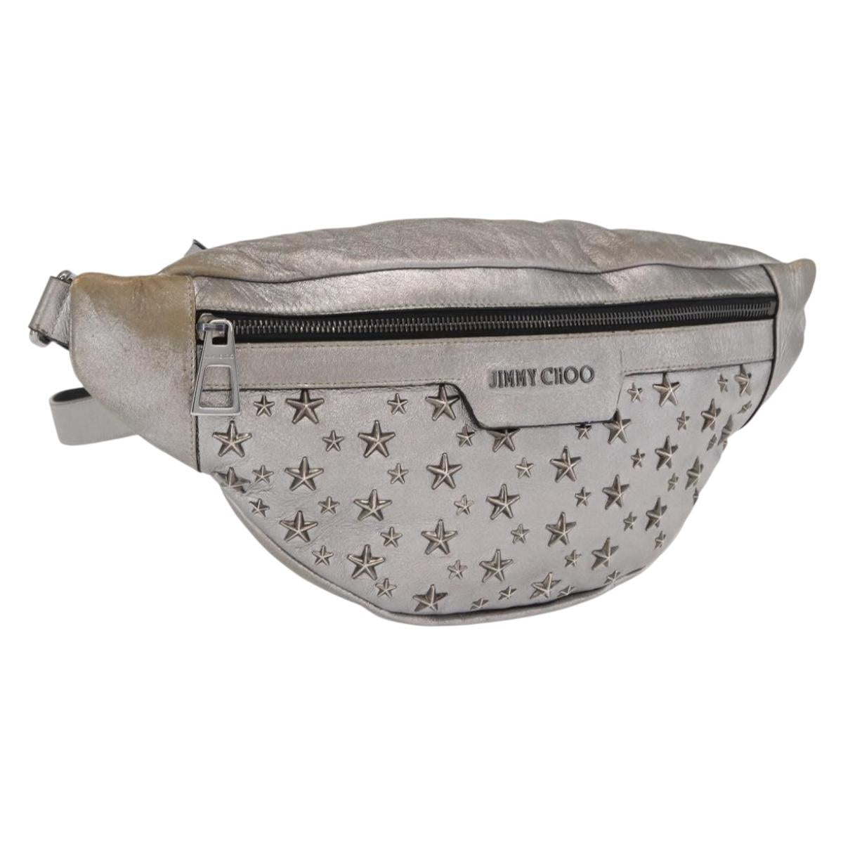 Jimmy Choo Body Bag Leather Silver Auth BA10277