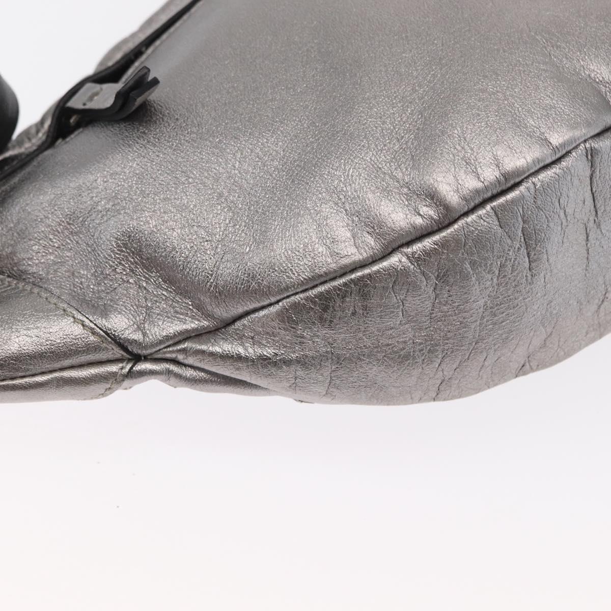 Jimmy Choo Body Bag Leather Silver Auth BA10277