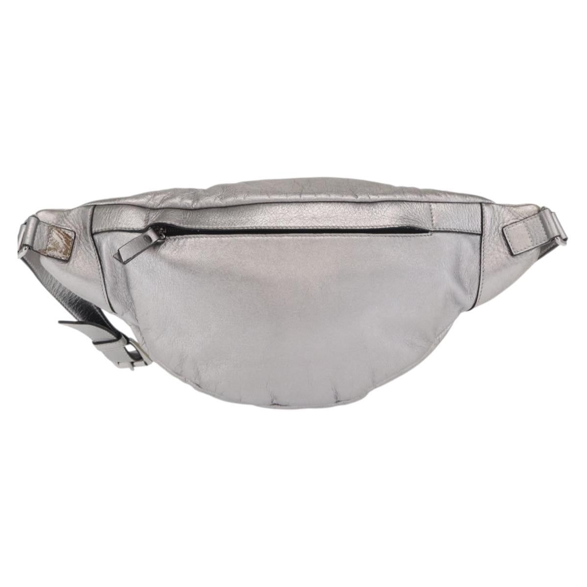 Jimmy Choo Body Bag Leather Silver Auth BA10277