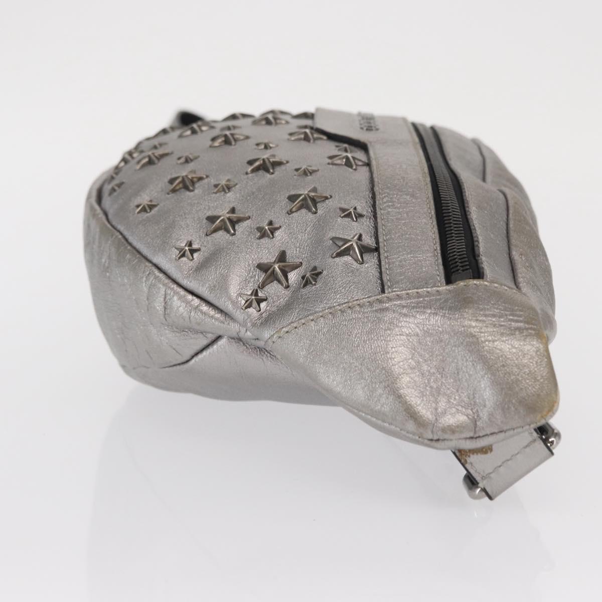 Jimmy Choo Body Bag Leather Silver Auth BA10277