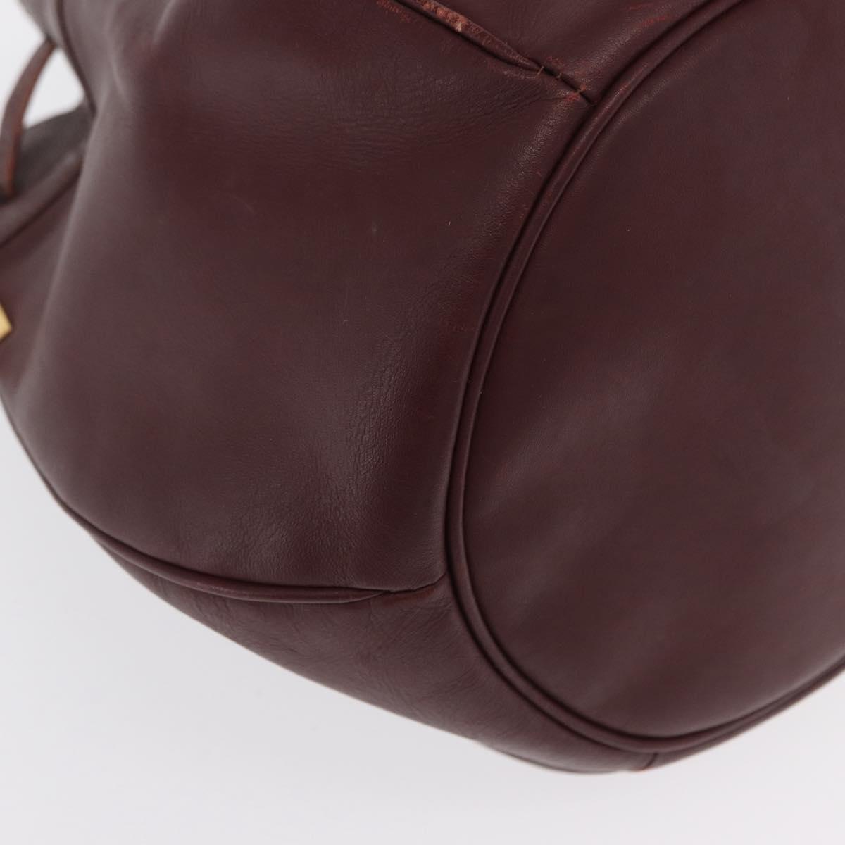 CARTIER Must Line Shoulder Bag Leather Bordeaux Gold Auth BA10279