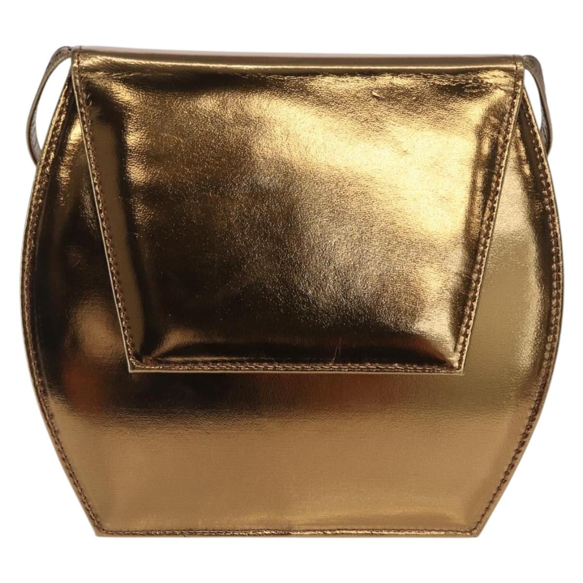 BALLY Shoulder Bag Leather Gold Tone Auth BA10280