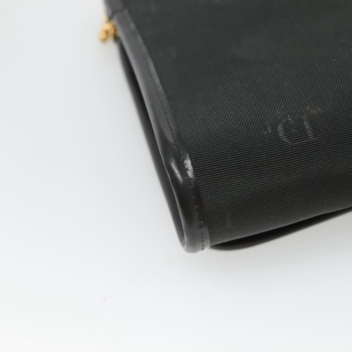 Christian Dior Chain Shoulder Bag Canvas Black Gold Auth BA1029