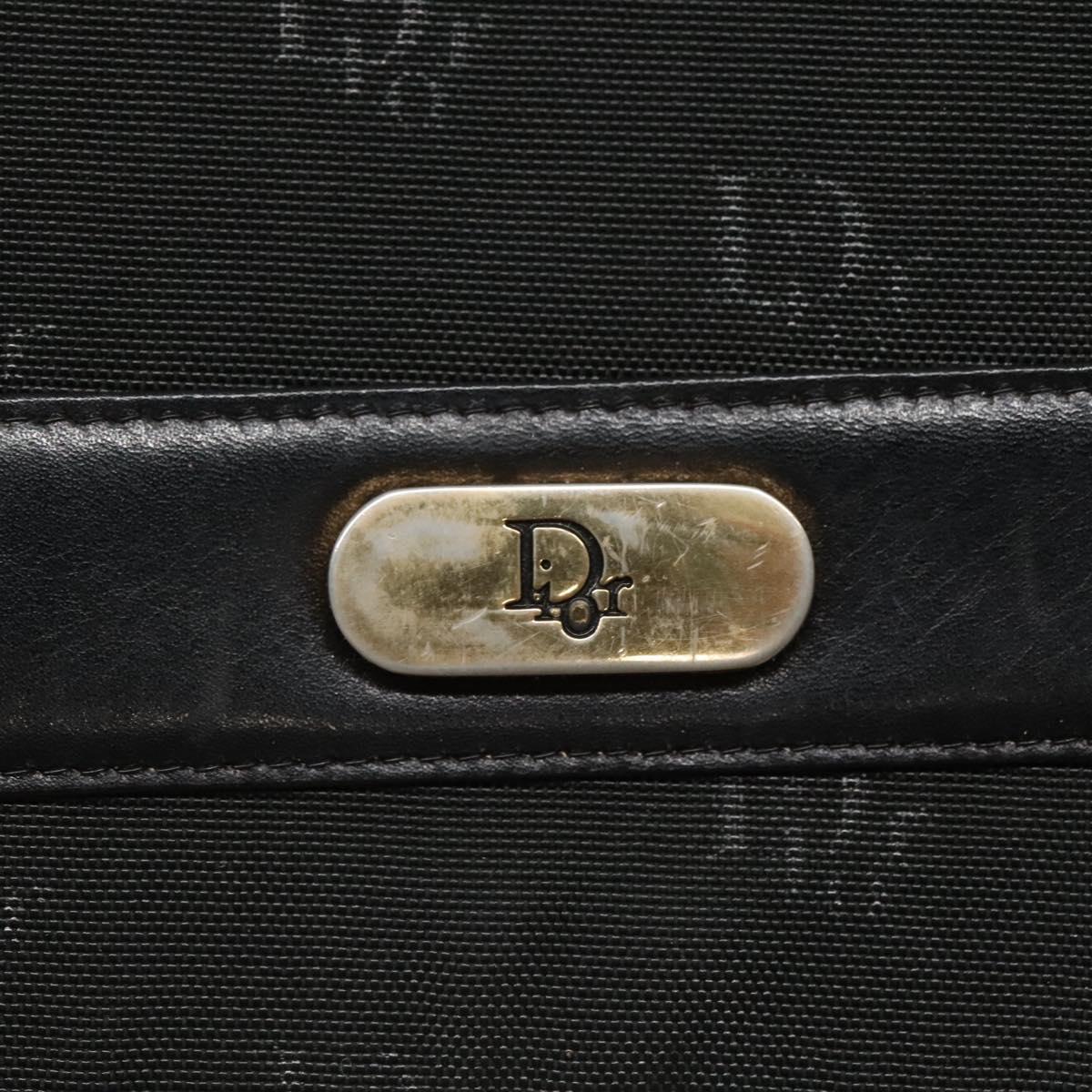 Christian Dior Chain Shoulder Bag Canvas Black Gold Auth BA1029