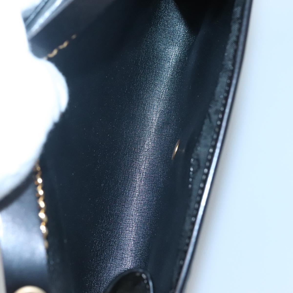 Christian Dior Chain Shoulder Bag Canvas Black Gold Auth BA1029