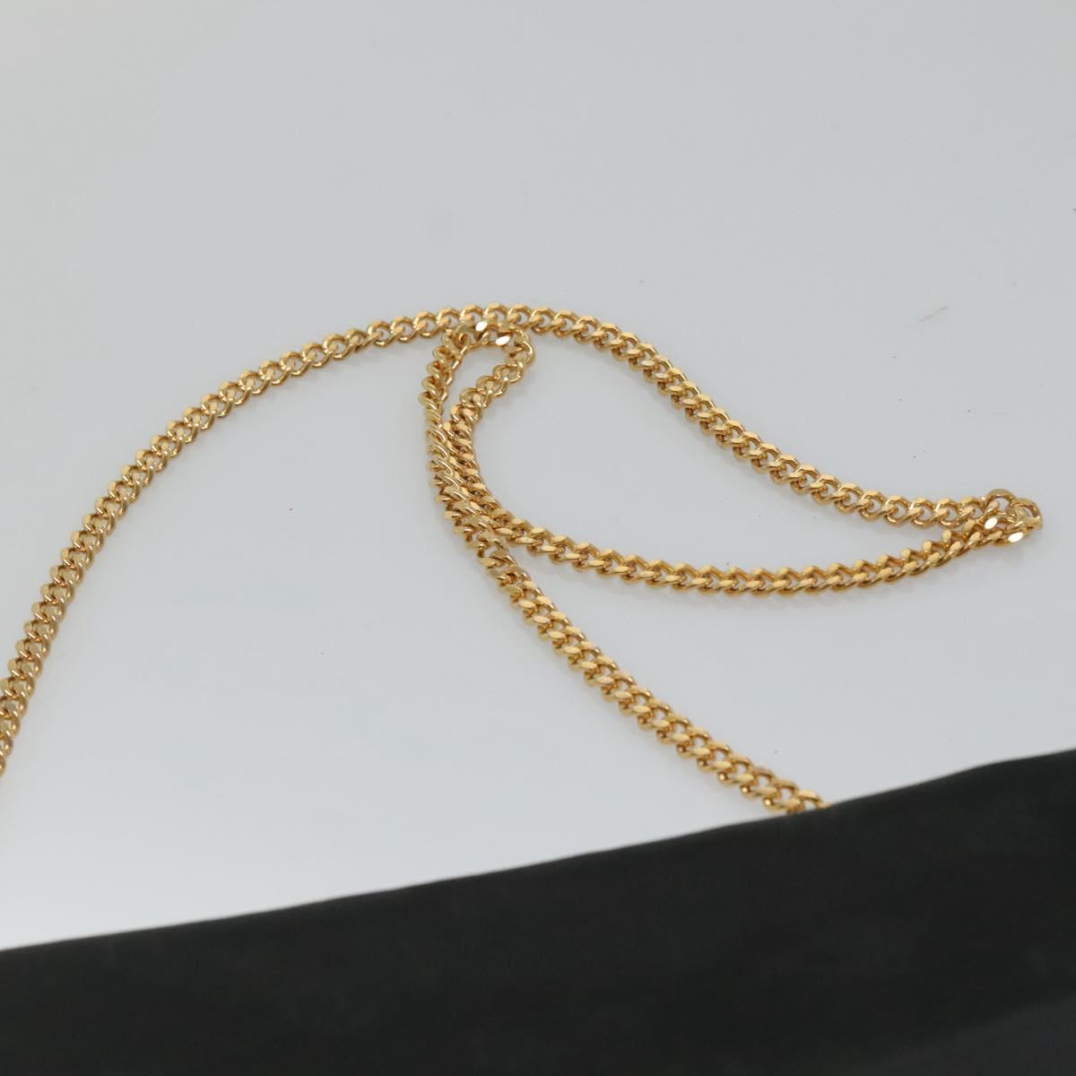 Christian Dior Chain Shoulder Bag Canvas Black Gold Auth BA1029