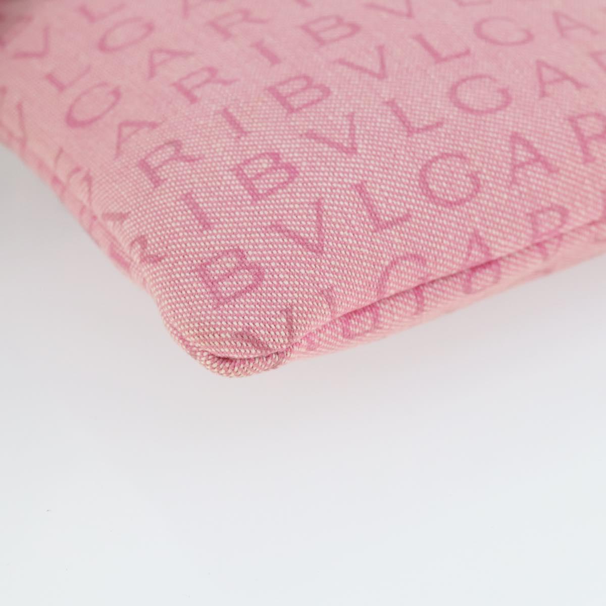 BVLGARI Shoulder Bag Canvas Pink Silver Auth BA10294