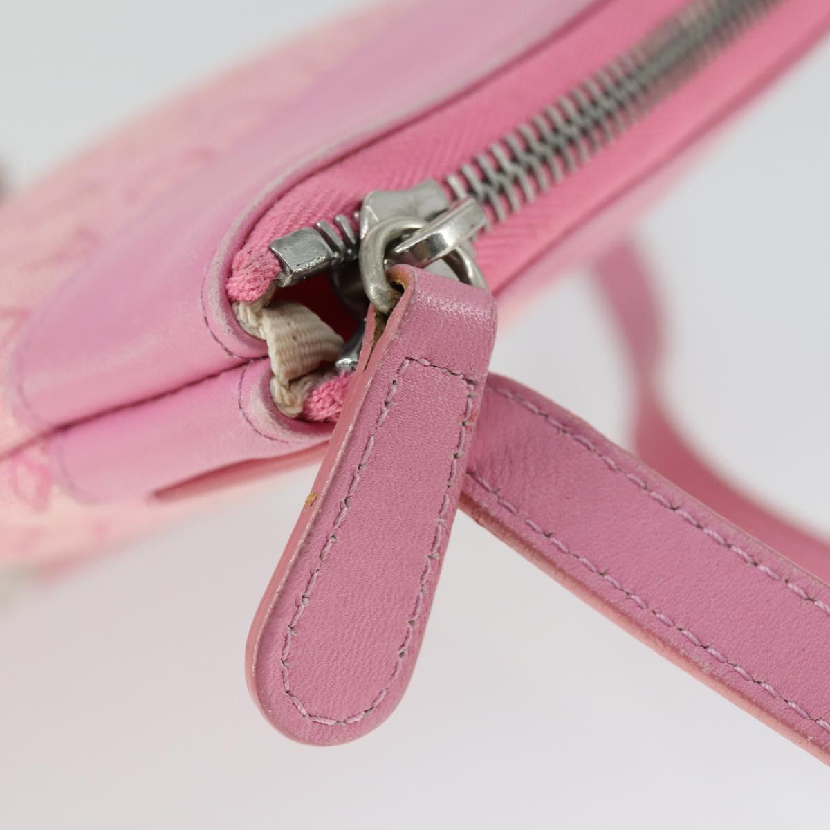 BVLGARI Shoulder Bag Canvas Pink Silver Auth BA10294