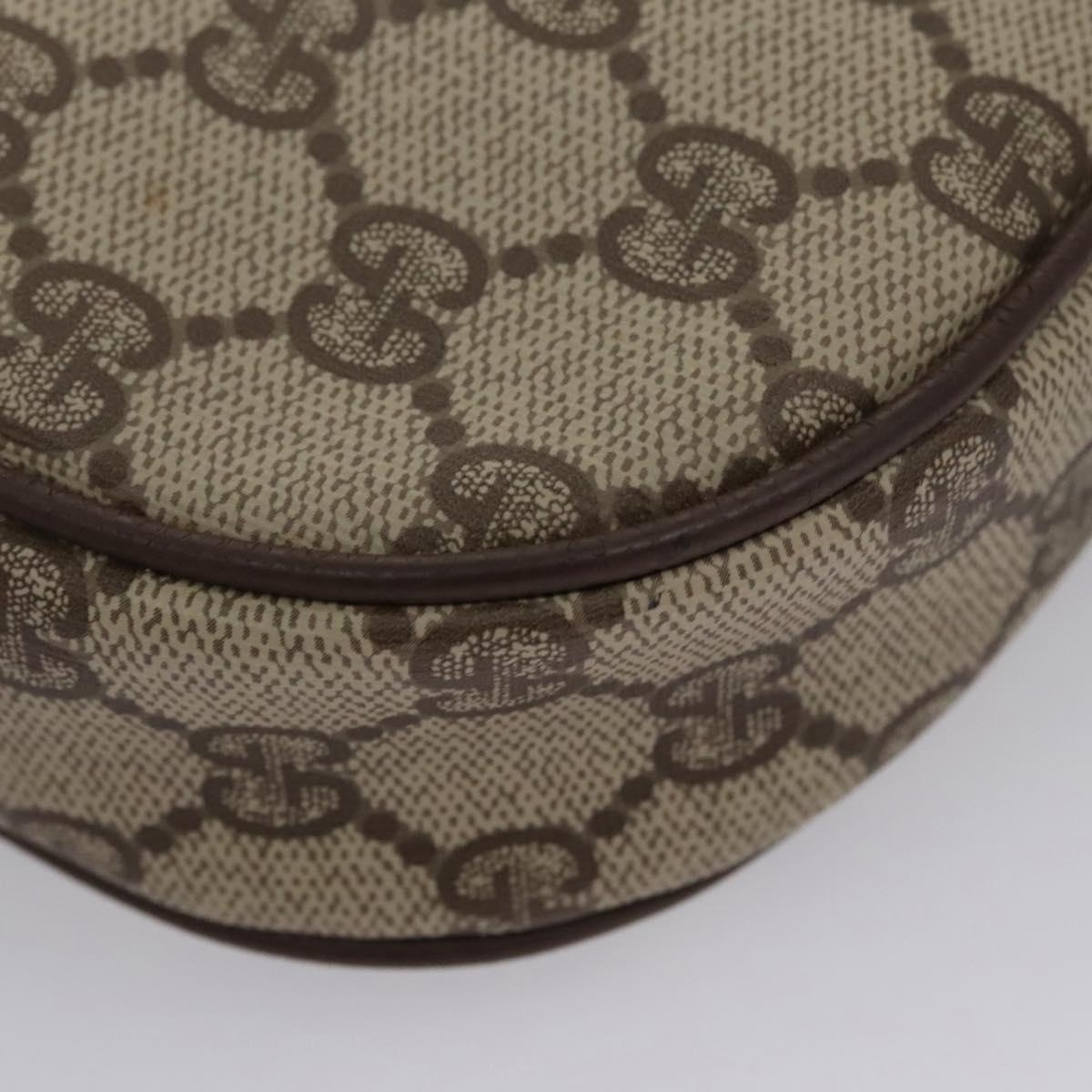 GUCCI GG Supreme Web Sherry Line Shoulder Bag PVC Beige Brown Silver Auth BA103
