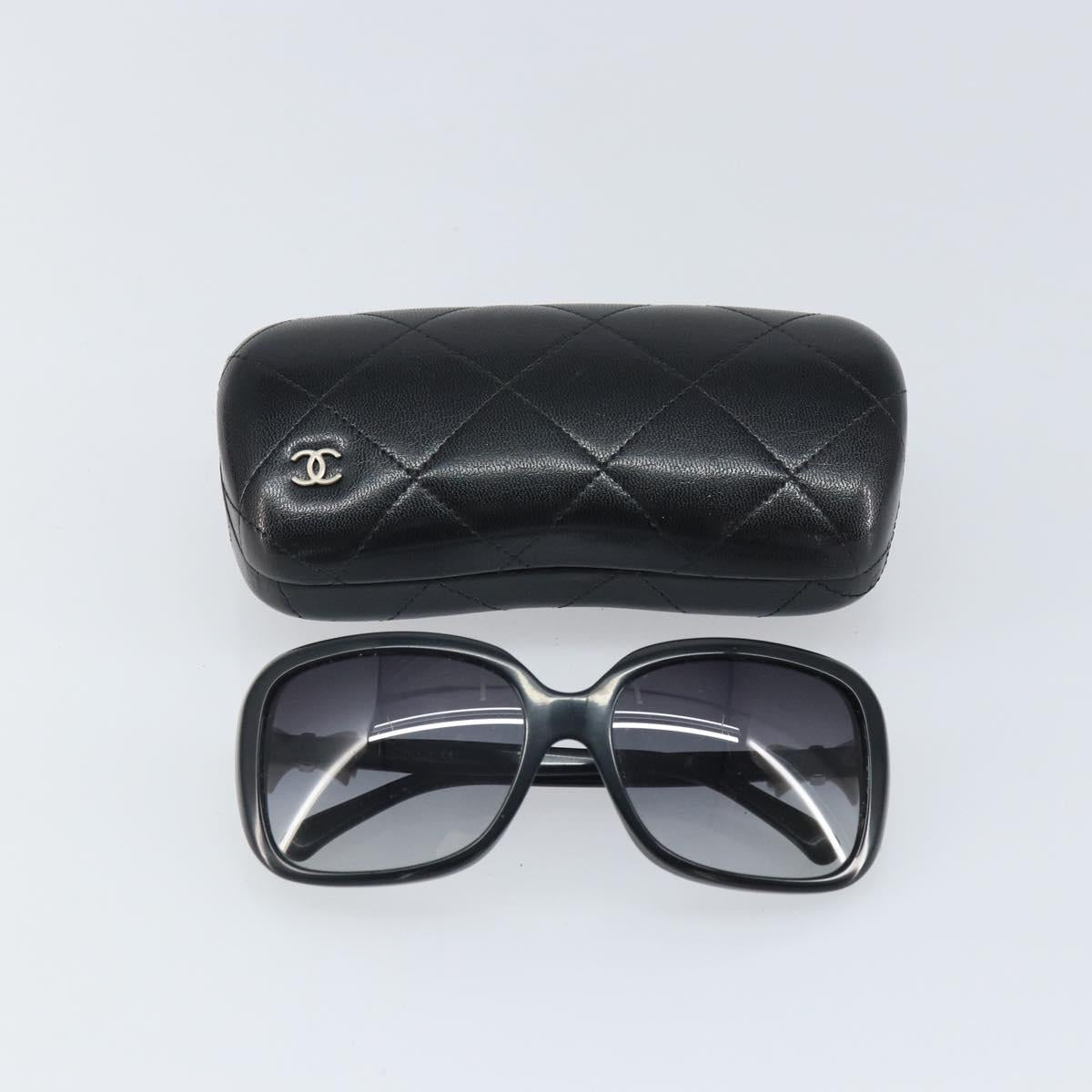CHANEL Coco Ribbon Sunglasses plastic Black CC Auth BA10315