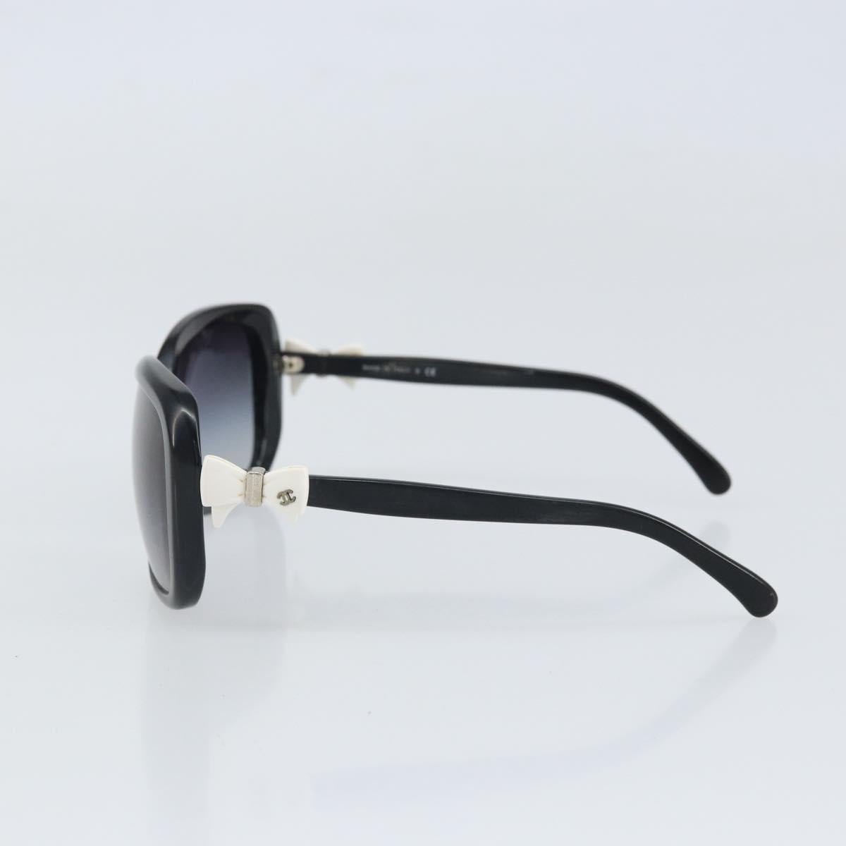 CHANEL Coco Ribbon Sunglasses plastic Black CC Auth BA10315