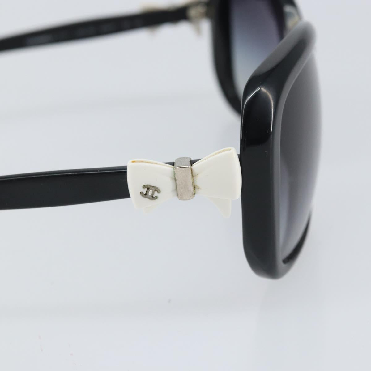 CHANEL Coco Ribbon Sunglasses plastic Black CC Auth BA10315
