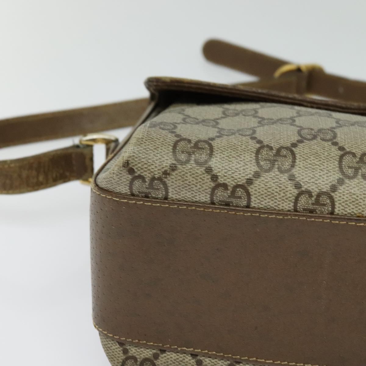 GUCCI GG Supreme Web Sherry Line Bag PVC Beige Gold 904 02 084 Auth BA1032