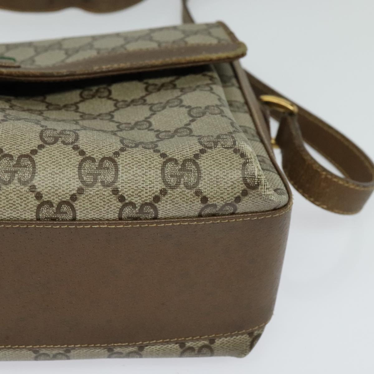 GUCCI GG Supreme Web Sherry Line Bag PVC Beige Gold 904 02 084 Auth BA1032