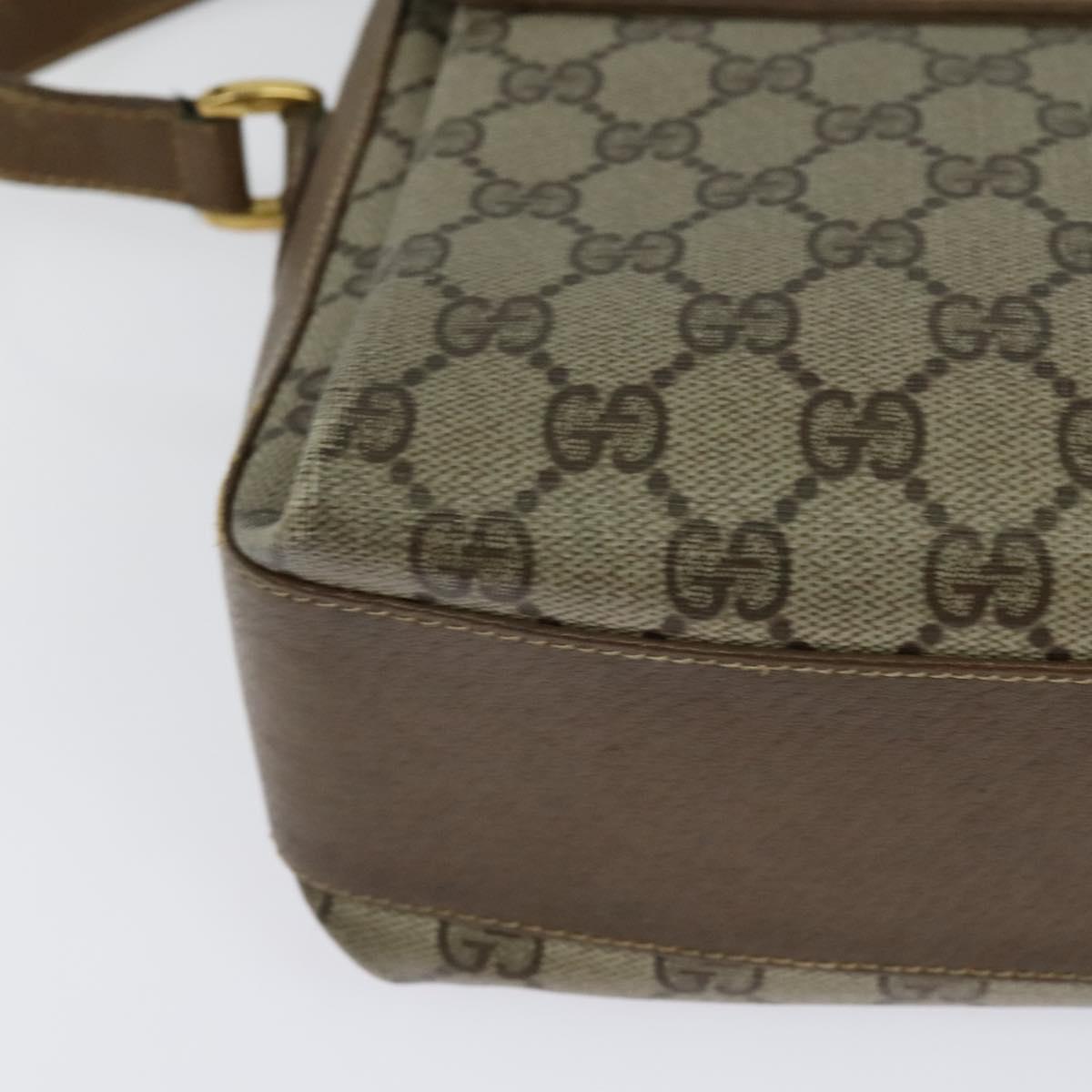 GUCCI GG Supreme Web Sherry Line Bag PVC Beige Gold 904 02 084 Auth BA1032
