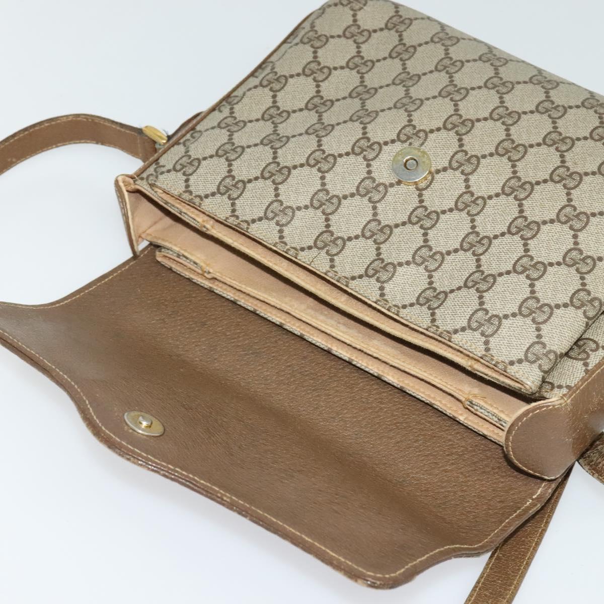 GUCCI GG Supreme Web Sherry Line Bag PVC Beige Gold 904 02 084 Auth BA1032