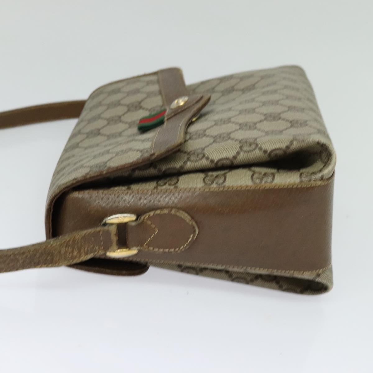 GUCCI GG Supreme Web Sherry Line Bag PVC Beige Gold 904 02 084 Auth BA1032
