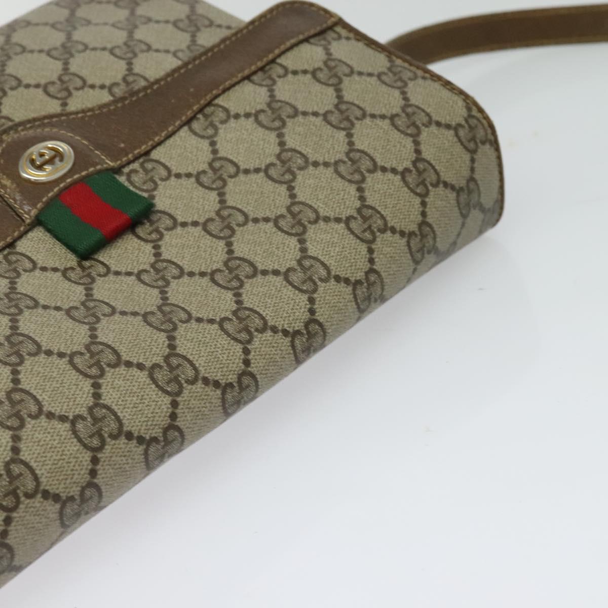 GUCCI GG Supreme Web Sherry Line Bag PVC Beige Gold 904 02 084 Auth BA1032