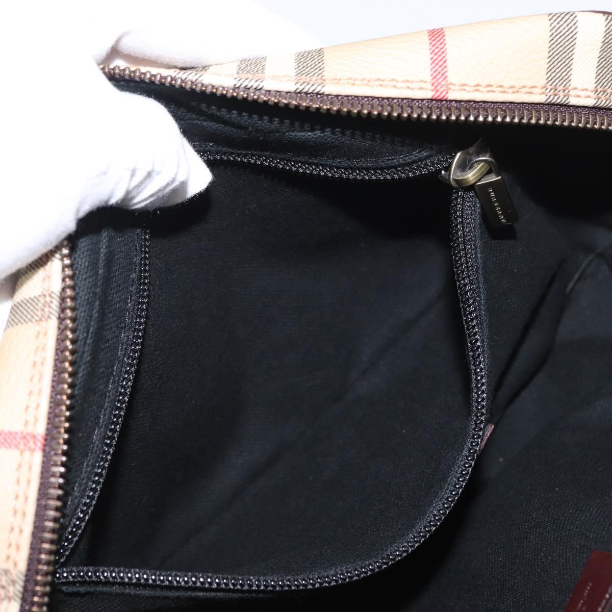 BURBERRY Nova Check Clutch Bag PVC Leather Beige Auth BA10320M