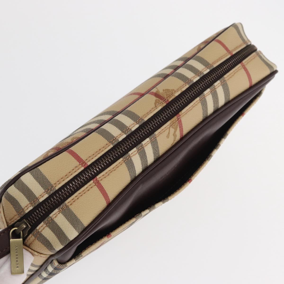 BURBERRY Nova Check Clutch Bag PVC Leather Beige Auth BA10320M