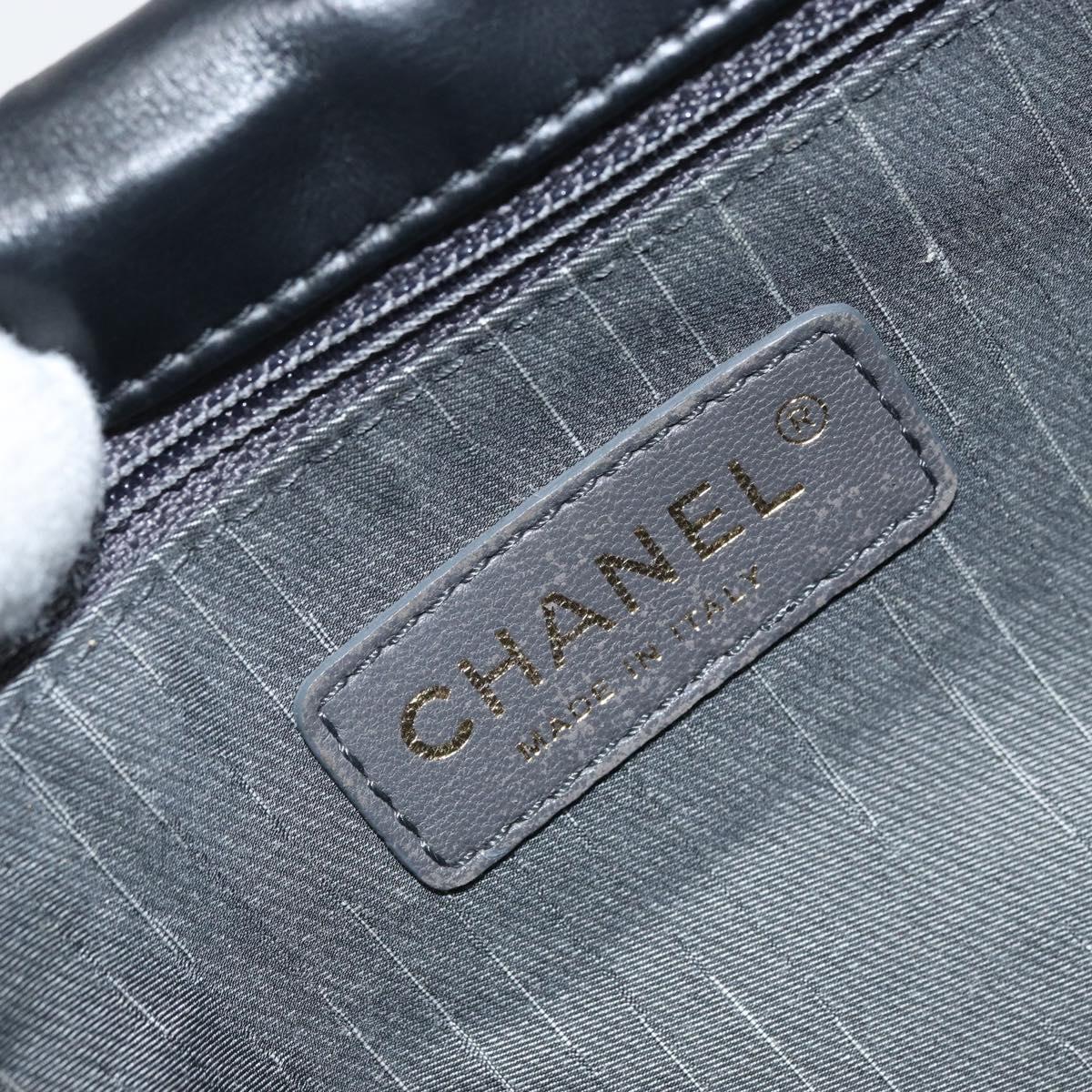 CHANEL Matelasse Chain Hand Bag Lamb Skin Black Gold CC Auth BA10326SM