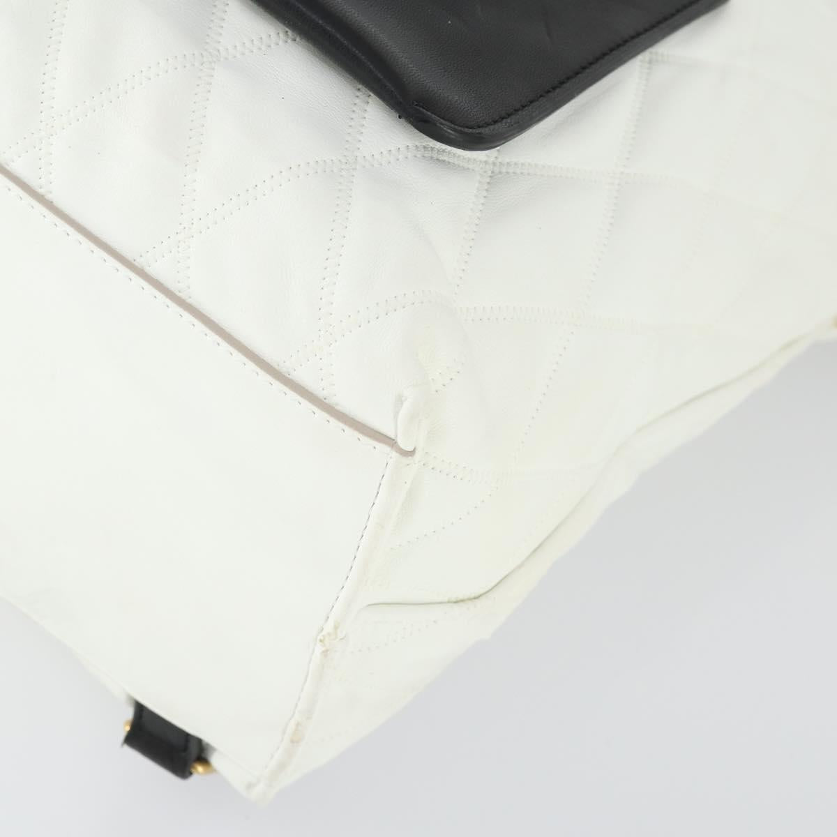 GIVENCHY Backpack Leather White Gold Auth BA10327